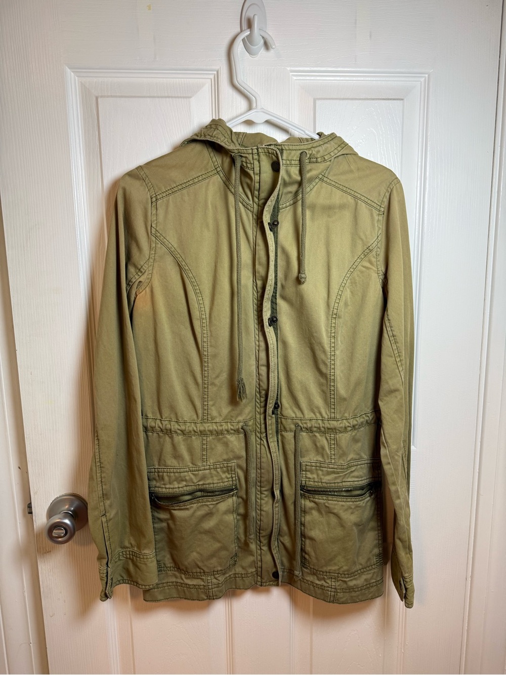 Hollister Olive Green Hooded Fall Jacket, Medium